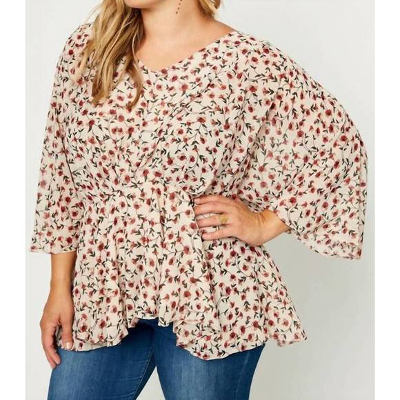 NEW HAYDEN LA floral peplum blouse in multi - Picture 2 of 4
